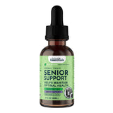 Animal Essentials Senior Support Herbal Formula for dogs and cats, featuring ginkgo, milk thistle, and hawthorn to support aging pets’ wellness and vitality.