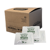 Animal Essentials Herbal Wipes for dogs and cats, infused with aloe, calendula, goldenseal, and olive leaf to gently cleanse and soothe skin and paws.