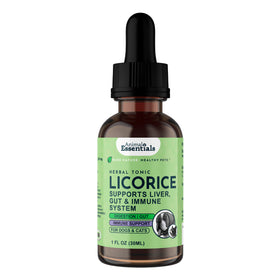 Animal Essentials Licorice Herbal Formula for dogs and cats, made with organic licorice root to support digestive, adrenal, and immune system balance.