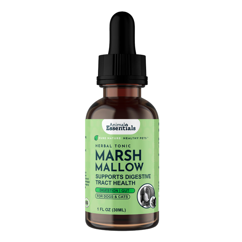 Animal Essentials Marshmallow Herbal Formula for dogs and cats, made with organic marshmallow root to support digestive and urinary tract comfort.