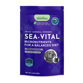 Animal Essentials Sea-Vital Powder for dogs and cats, a kelp-based supplement rich in minerals to support thyroid health, energy, and overall vitality.