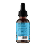 Rear view of a Body Cleanse dropper bottle with directions, serving information for dogs and cats, and barcode on a blue label.