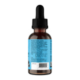 Rear view of a Daily Digestion dropper bottle with directions, serving information for dogs and cats, and barcode on a blue label.