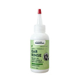 Animal Essentials Herbal Ear Rinse, 4 fl oz white squeeze bottle with green label and pointed applicator tip.