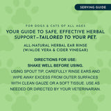 Herbal Ear Rinse directions-for-use graphic describing application with the spout tip and wiping outer ear surfaces.