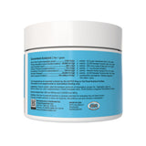 Side of an Animal Essentials Plant Enzyme & Probiotic jar showing guaranteed analysis, ingredients and manufacturer information.